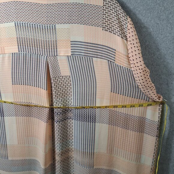 Rose+Olive Women 3X Plus Size Blouse Button 3/4 Sleeve Geometric Poly Peach Blue - Picture 7 of 16